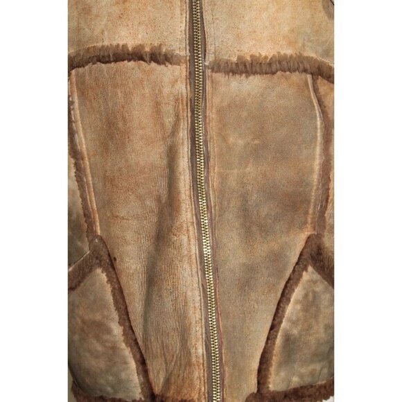 Vintage Brown Sheepskin Western Marlboro Man Shearling Fur Jacket Coat Men's 46 - Picture 12 of 14